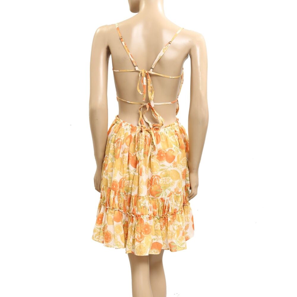 Free People Taking Sides Print Mini Dress Tomato Tiered Ruffle Cotton XL 283593 - Picture 7 of 9